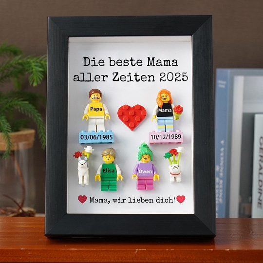 Individuelle Minifiguren mit Rahmen für die Familie – Geschenk für Mama