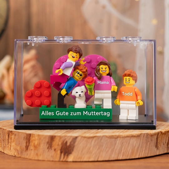 Individuelle Minifiguren mit Stein für die Familie mit Box – Liebevoll gestaltet für Mama