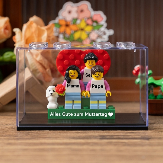Individuelle Minifiguren mit Stein für die Familie mit Box – Mit Liebe bis ins kleinste Detail