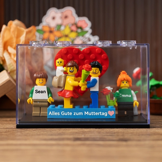 Individuelle Minifiguren mit Stein für die Familie mit Box – Das Highlight am Muttertag