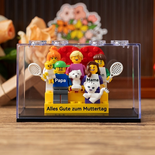 Individuelle Minifiguren mit Stein für die Familie mit Box – Deine Liebe in Miniatur