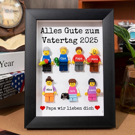 Custom Minifiguren für die ganze Familie – Rahmen-Geschenk für Papa