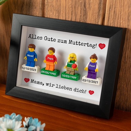 Liebevoll gestaltete Minifiguren im Rahmen – Vatertagsgeschenk mit persönlicher Note