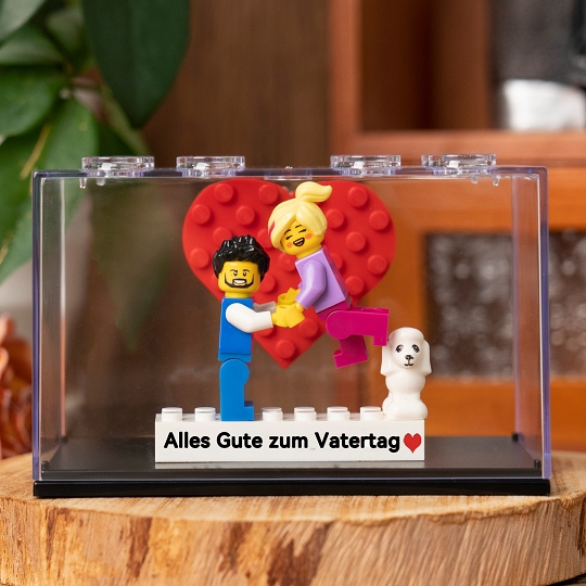 Custom Minifiguren-Set mit Stein und Box – Einzigartiges Familiengeschenk für Papa