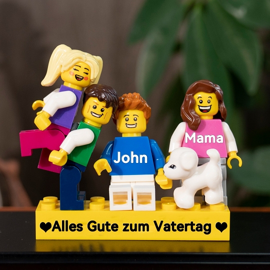 Individuelle Minifiguren mit Stein für die Familie mit Box - Die besten Vatertagsgeschenke