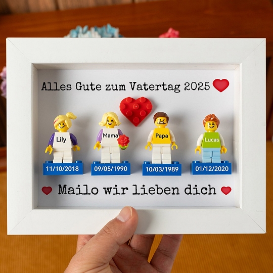 Individuelles Minifiguren-Set mit Rahmen – Familienportrait für Papa