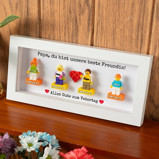 Einzigartige Mini-Figuren im Bilderrahmen – Individuelles Familiengeschenk für Väter