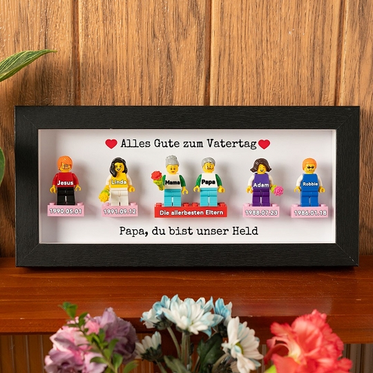 Personalisierte Familien-Minifiguren im Rahmen – Das perfekte Geschenk für Papa