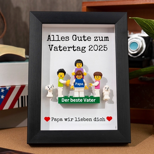 Individuelle Minifiguren mit Rahmen für die Familie – Geschenk für Papa