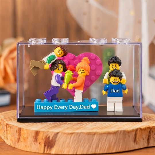 Custom Minifigures with Brick for Family with Box – The Gift for the Best Dad