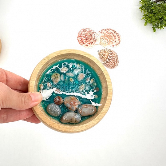 Coral Reef Ring Dish – Handmade Ocean Jewelry Tray with Sand and Coral Details
