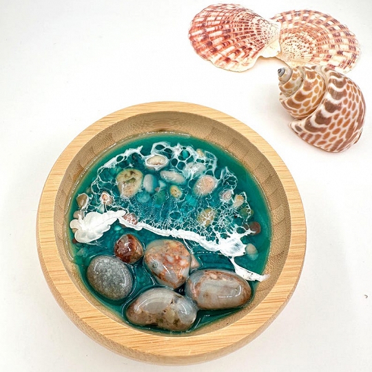 Coral Reef Ring Dish – Handmade Ocean Jewelry Tray with Sand and Coral Details