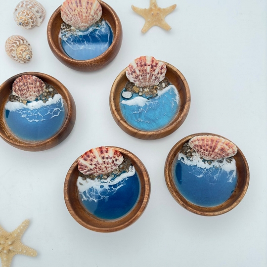 Shell Ring Dish – Handmade Beach Jewelry Holder with Natural Shell Accents