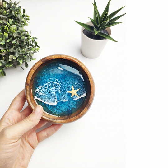 Ocean Ring Dish – Handmade Nautical Jewelry Holder for Beach Wedding Gifts