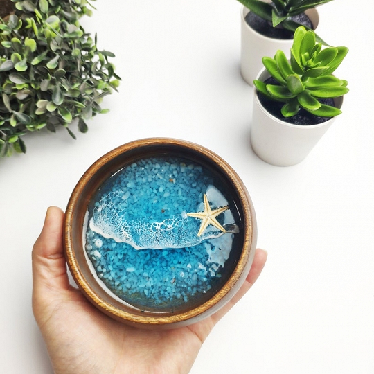 Ocean Ring Dish – Handmade Nautical Jewelry Holder for Beach Wedding Gifts