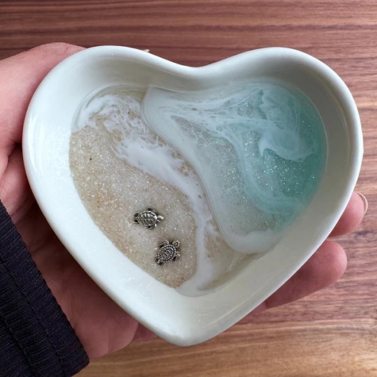 Personalized Turtle Ring Dish – Custom Beach Wedding Gift & Jewelry Holder