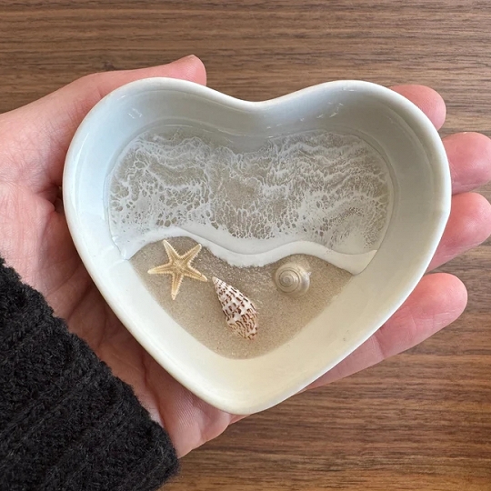 Clear Water Ring Dish – Handmade Coastal Jewelry Dish for Wedding or Engagement