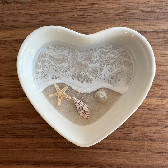 Clear Water Ring Dish – Handmade Coastal Jewelry Dish for Wedding or Engagement
