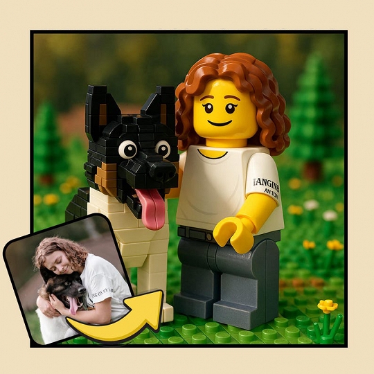 Brick Style Minifigures Art – Custom Family Portrait Drawing