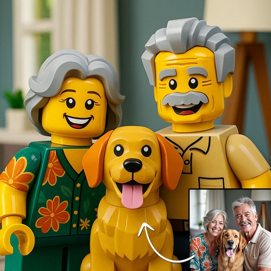 Custom Portrait in LEGO Style – Minifigures Family Artwork