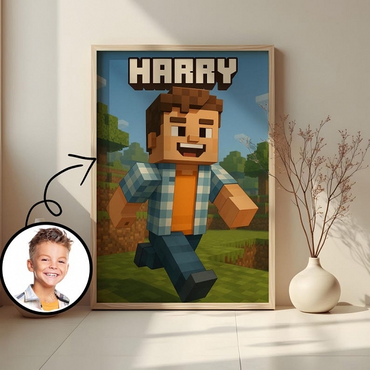 Personalisiertes Portrait im Minecraft-Stil vom Foto - Personalisiertes Geschenk für Ihren Liebsten