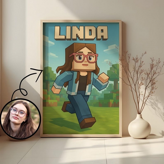 Personalisiertes Portrait im Minecraft-Stil vom Foto - Personalisiertes Geschenk für Ihren Liebsten