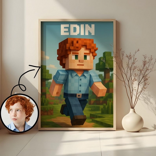 Personalisiertes Portrait im Minecraft-Stil vom Foto - Personalisiertes Geschenk für Ihren Liebsten