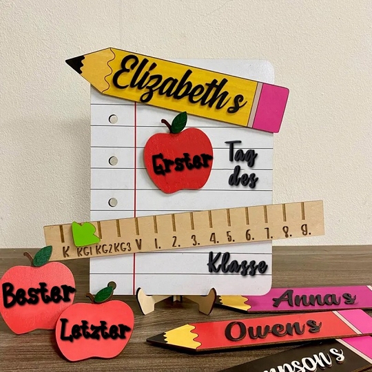 Erster und letzter Schultag Foto-Tafel – Schild mit Namensgravur und Datum