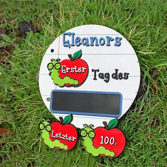 Back to School Schild Deutsch – Wiederverwendbare Tafel für erste & letzte Schultage