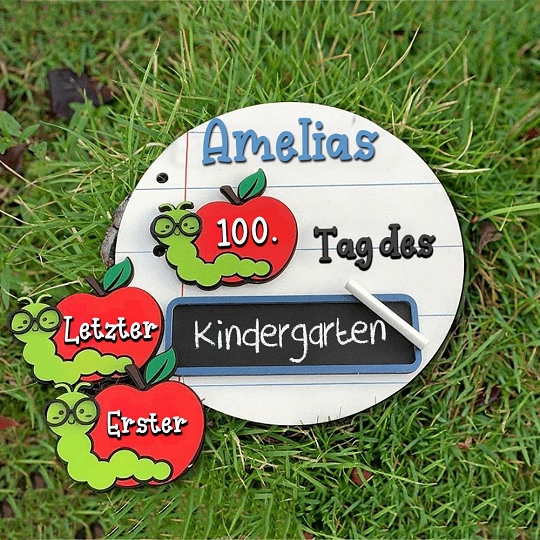 Back to School Schild Deutsch – Wiederverwendbare Tafel für erste & letzte Schultage