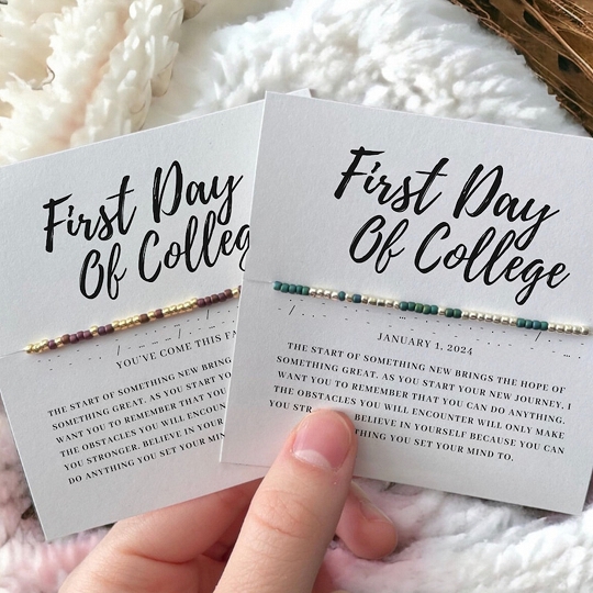 First Day of College Gift – Personalized Morse Code Bracelet High School Graduation Moving Away To University