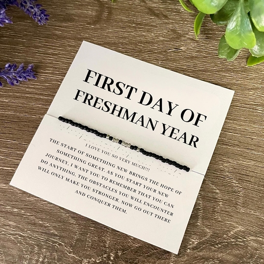 First Day of Freshman Year Unique Back to School Present – Custom Morse Code Name Bracelet for Kids or Teens