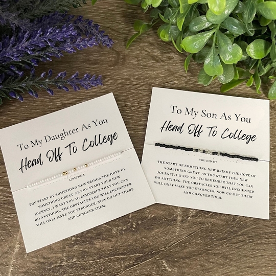 Head off to College Personalized Bracelet for Students – Morse Code Name Gift for Daughter and Son
