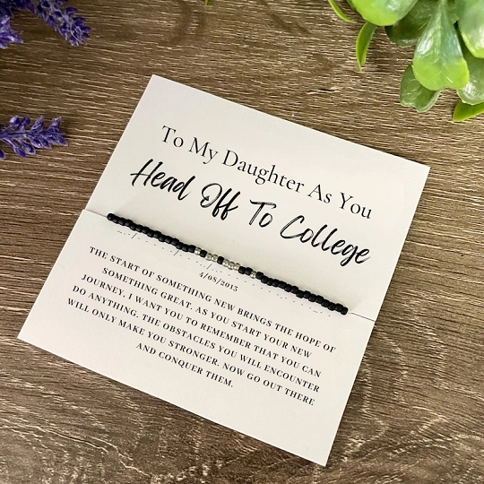 Head off to College Personalized Bracelet for Students – Morse Code Name Gift for Daughter and Son