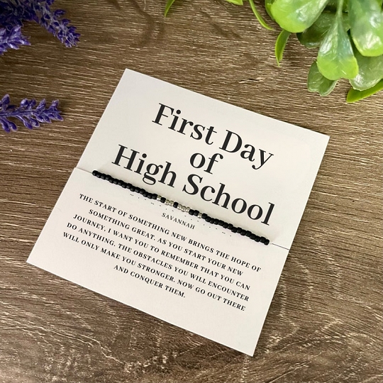First Day of High School Back to School Jewelry – Personalized Name Bracelet in Morse Code