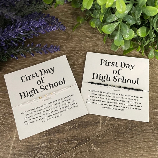 First Day of High School Back to School Jewelry – Personalized Name Bracelet in Morse Code