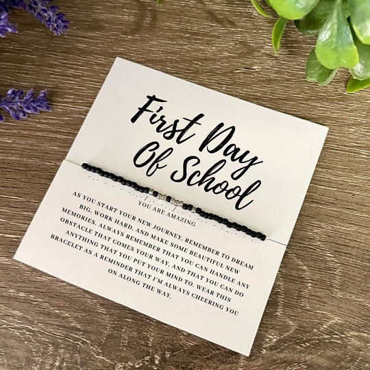 First Day of School Secret Message Bracelet – Custom Name Morse Code Jewelry for New School Year