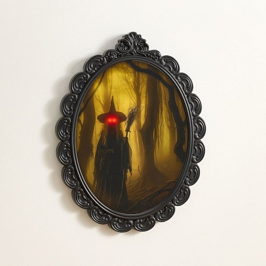 2025 Halloween Hologram Witch's Woods Mirror – Spooky Indoor Decor for Bedroom or Party