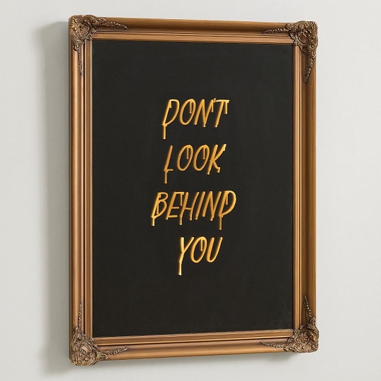 2025 Halloween Hologram Don't Look Behind You Yellow Mirror – Spooky Indoor Decor for Bedroom or Party
