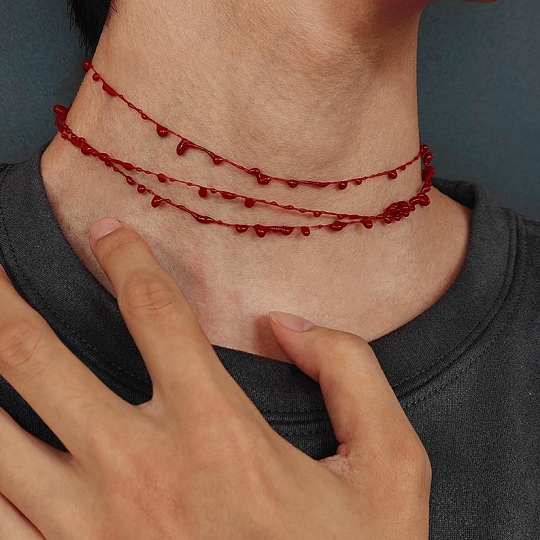 Gothic Red Blood Drop Necklace – Vampire Pendant Jewelry, Halloween Gift