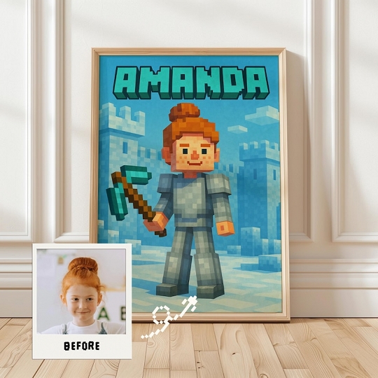 Personalisiertes Portrait im Minecraft-Stil vom Foto - Personalisiertes Geschenk für Ihren Liebsten