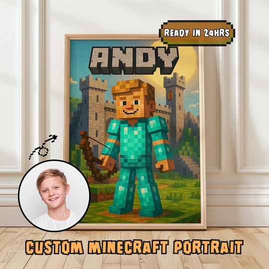 Personalisiertes Portrait im Minecraft-Stil vom Foto - Personalisiertes Geschenk für Ihren Liebsten