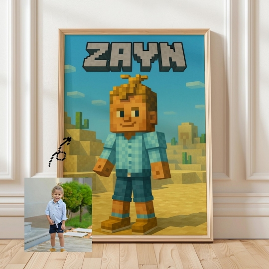 Personalisiertes Portrait im Minecraft-Stil vom Foto - Personalisiertes Geschenk für Ihren Liebsten