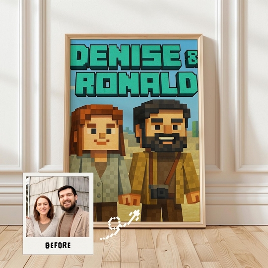 Personalisiertes Portrait im Minecraft-Stil vom Foto - Personalisiertes Geschenk für Ihren Liebsten