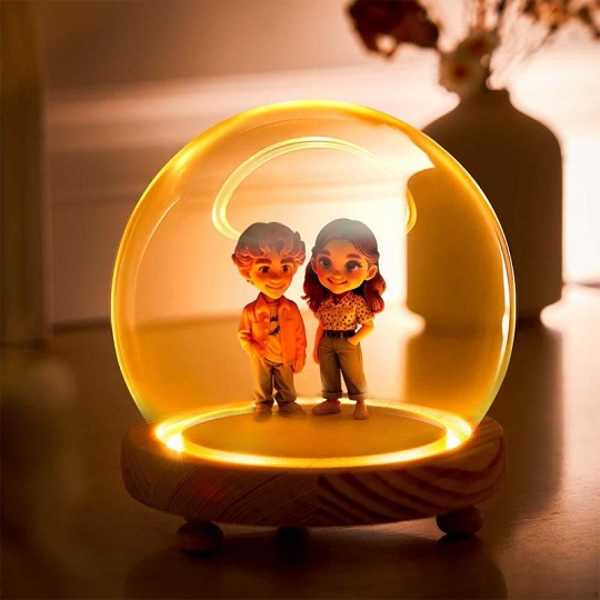 Personalized 3D Action Figure Night Light from Photo – Custom Toy Figurine Gift for Couples, Lovers, or Friends