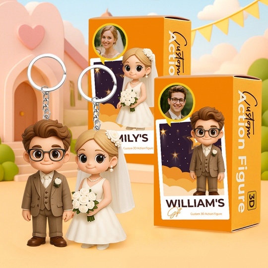 Personalized Mini Figure Keychain – Custom 3D Doll from Your Picture, Fun Gift for Him or Her