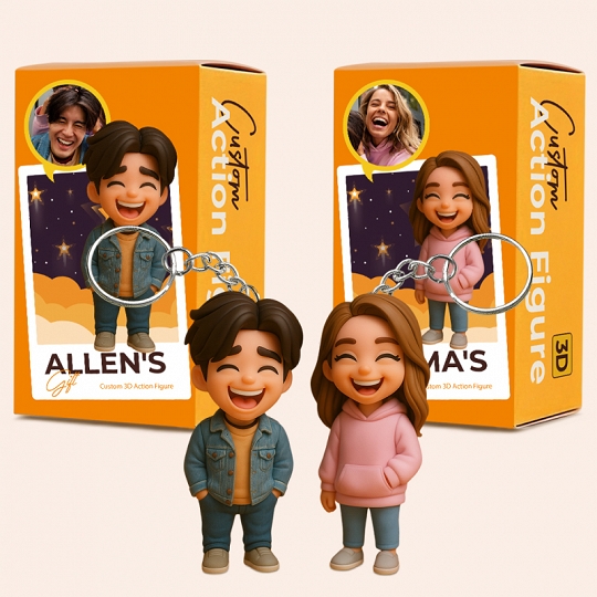 Custom 3D Character Keychain – Personalized Mini Doll Made from Your Photo, Great for Gifts