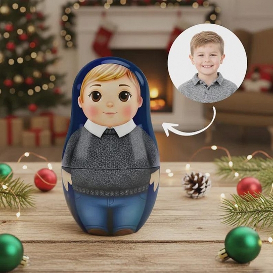 Custom Cartoon-Style Matryoshka Family Set – Personalized Photo Dolls
