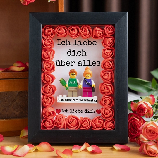 Personalisierte Couple Minifiguren im Rahmen – Perfekt für Hochzeit & Valentinstag