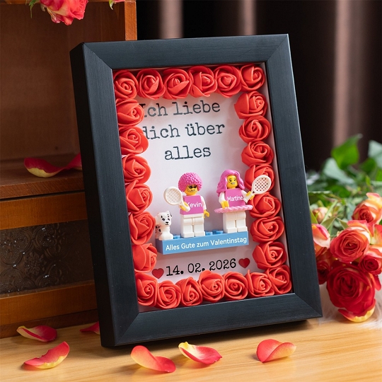 Personalisierte Paar-Minifiguren mit Rahmen – Einzigartiges Geschenk für Paare